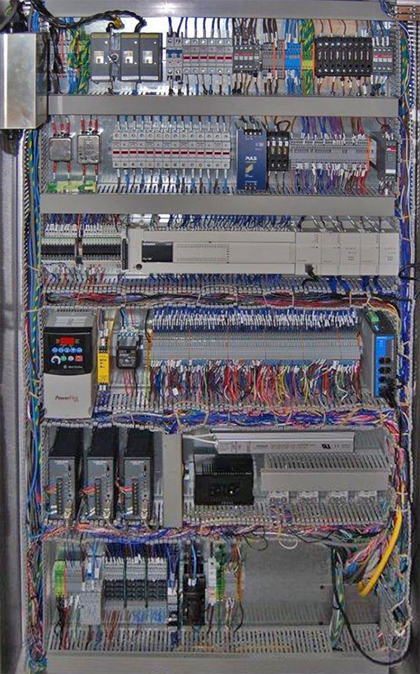 large electrical panel build for automated industrial machinery
